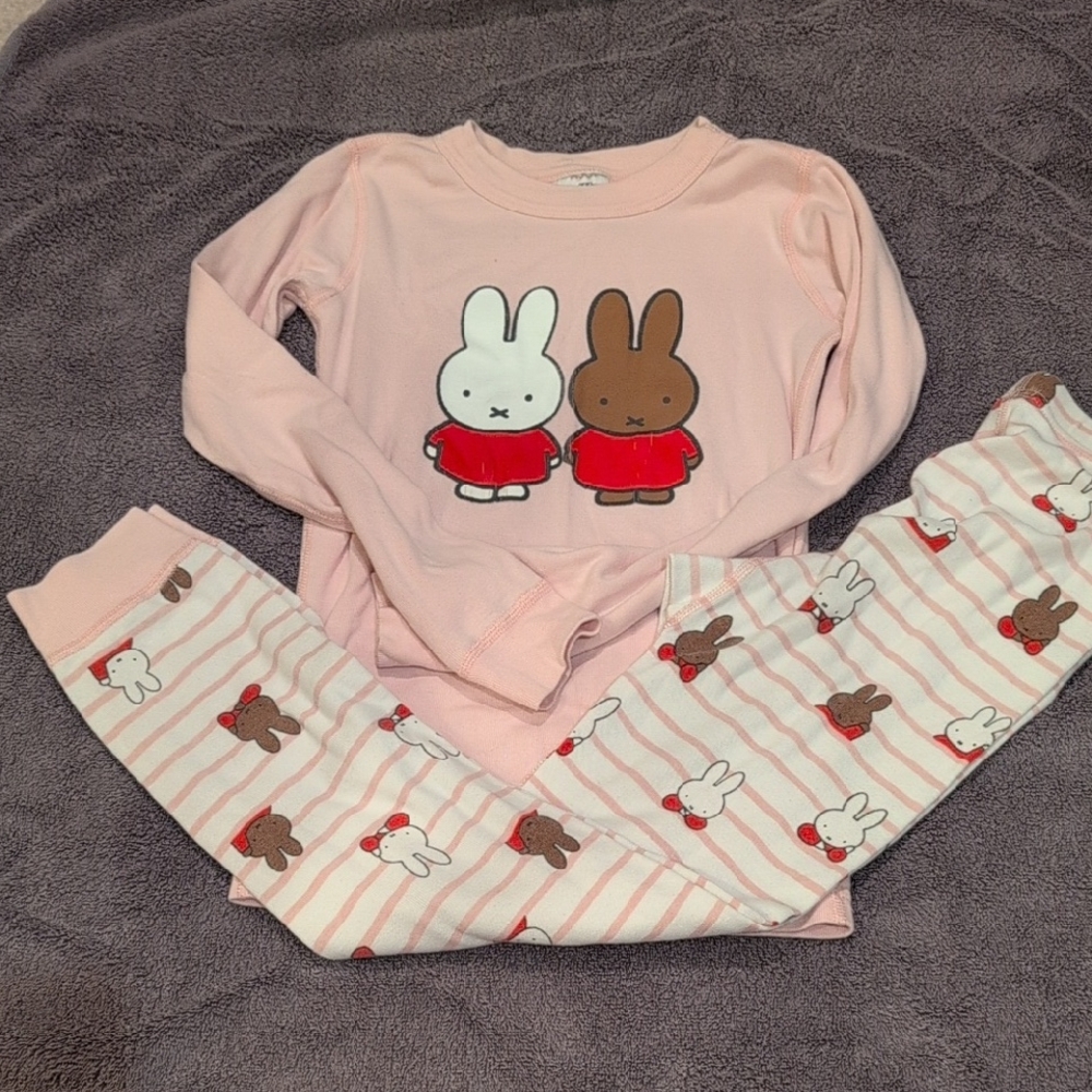 Hanna Andersson Miffy Pink Pajama Set with Bunny Design